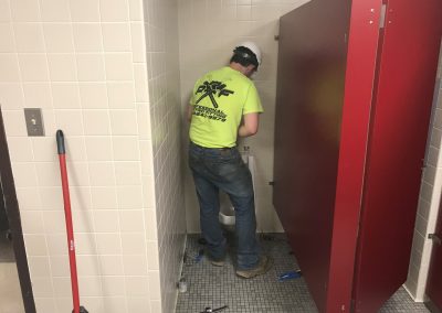 Man working on the water for the bathrooms